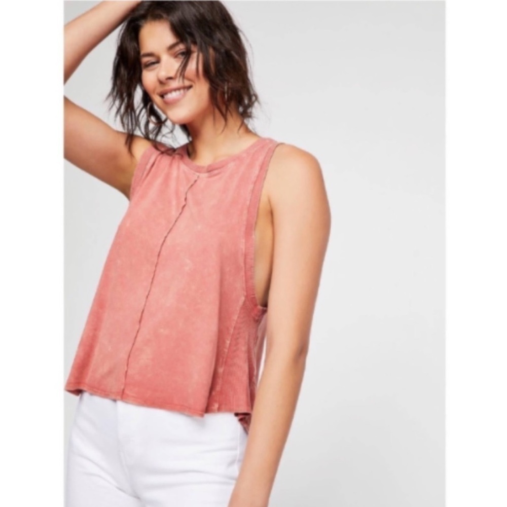 Intimately Free People Washed Tank Top Muscle Orange Pink XS Summer